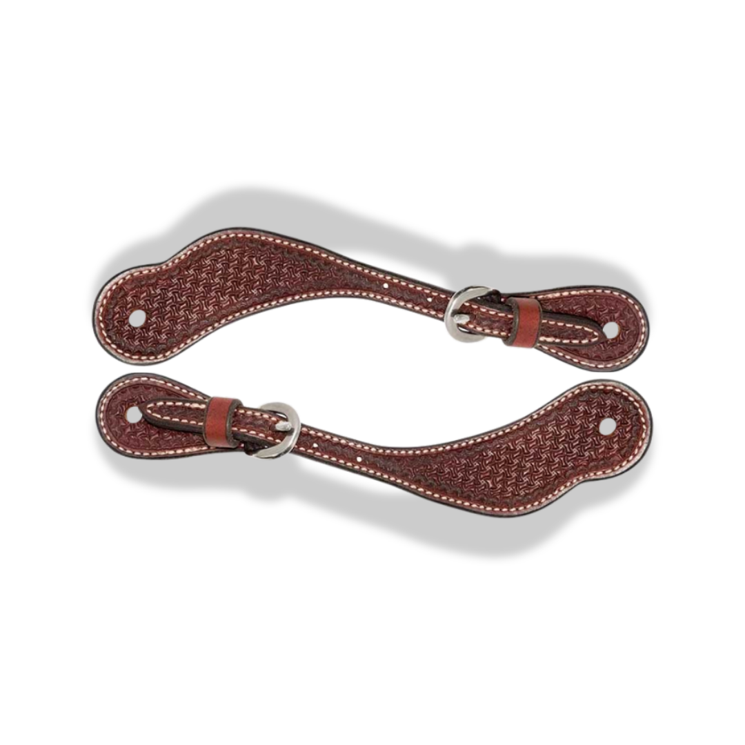 Partrade Rosewood Spider Stamped Cowboy Youth Spur Straps