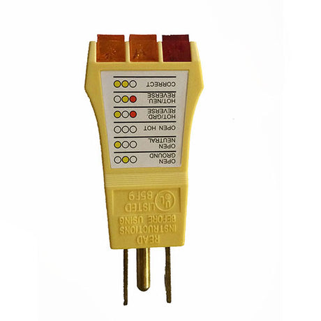 AC Outlet Circuit Tester for verification of proper wiring at Fairgrounds, Campsites and RV Places.