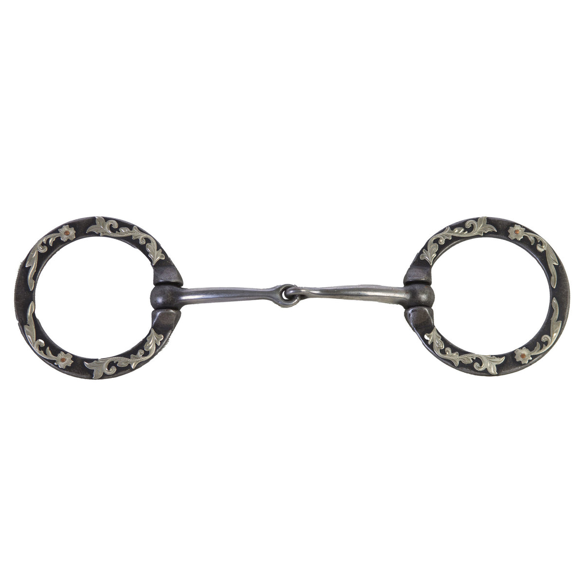 Coolhorse Black Steel Smooth Snaffle Bit with Floral Trim