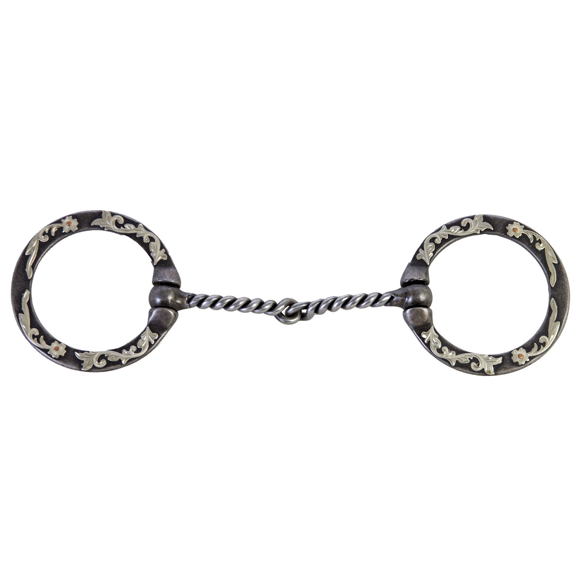 Coolhorse Black Steel Twisted Snaffle Bit with Floral Trim