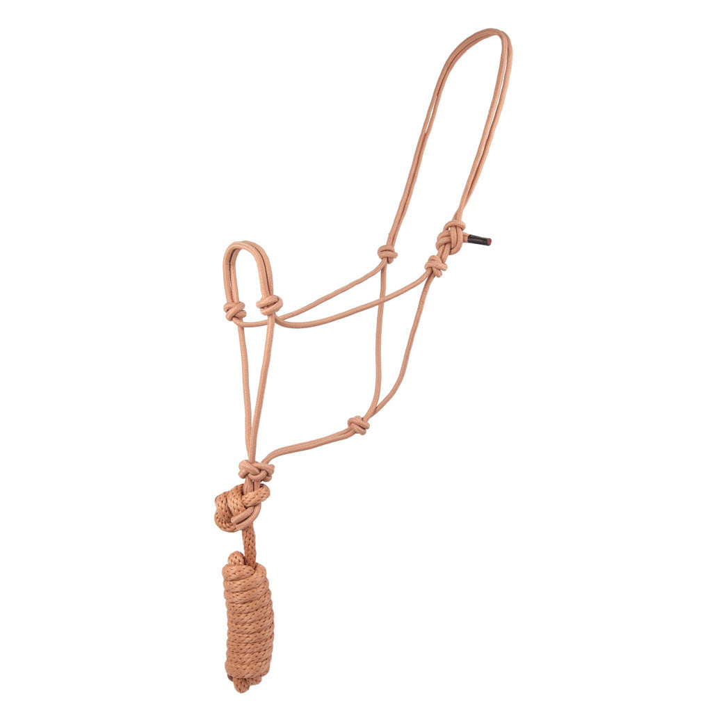 Coolhorse Tan Knotted Poly Rope Halter- 8' Lead