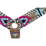 Tough 1 Wool String 3 Piece Breast Collar- Tan/Magenta/Turquoise/Black