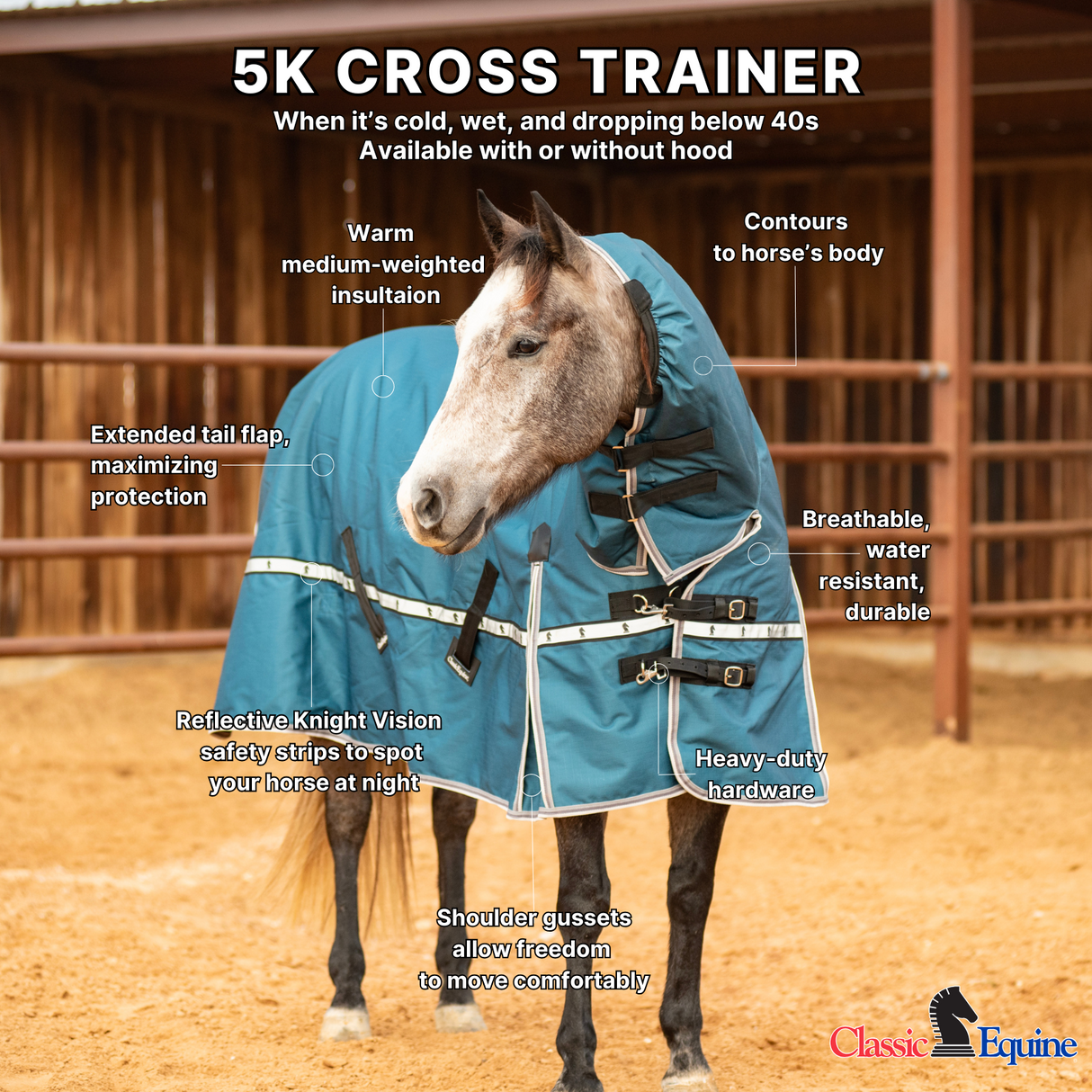 Classic Equine 5k Cross Trainer Turnout Blanket- Chili Pepper