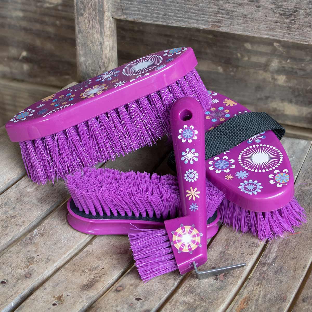 Tough-1 4 Piece Printed Brush Package- Purple Flower