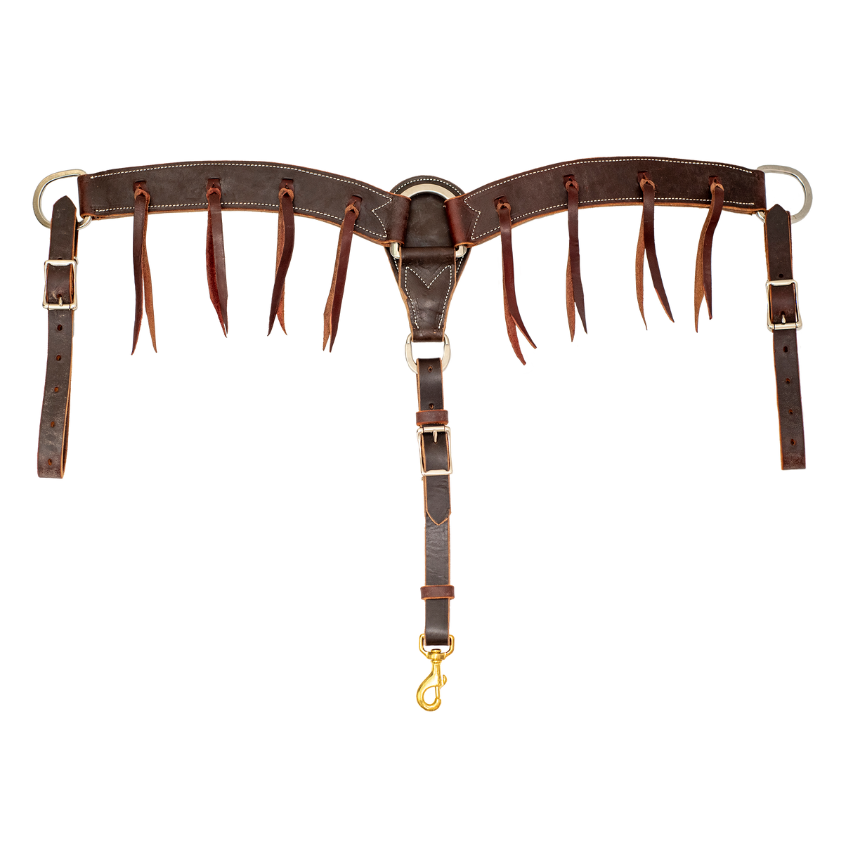 Cowboy Tack 2" Chocolate Harness Leather Breast Collar w/ Latigo Strings