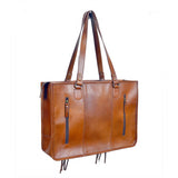 Rafter T Ranch Co. Brown Hair on Hide Briefcase with Tooled Leather Center