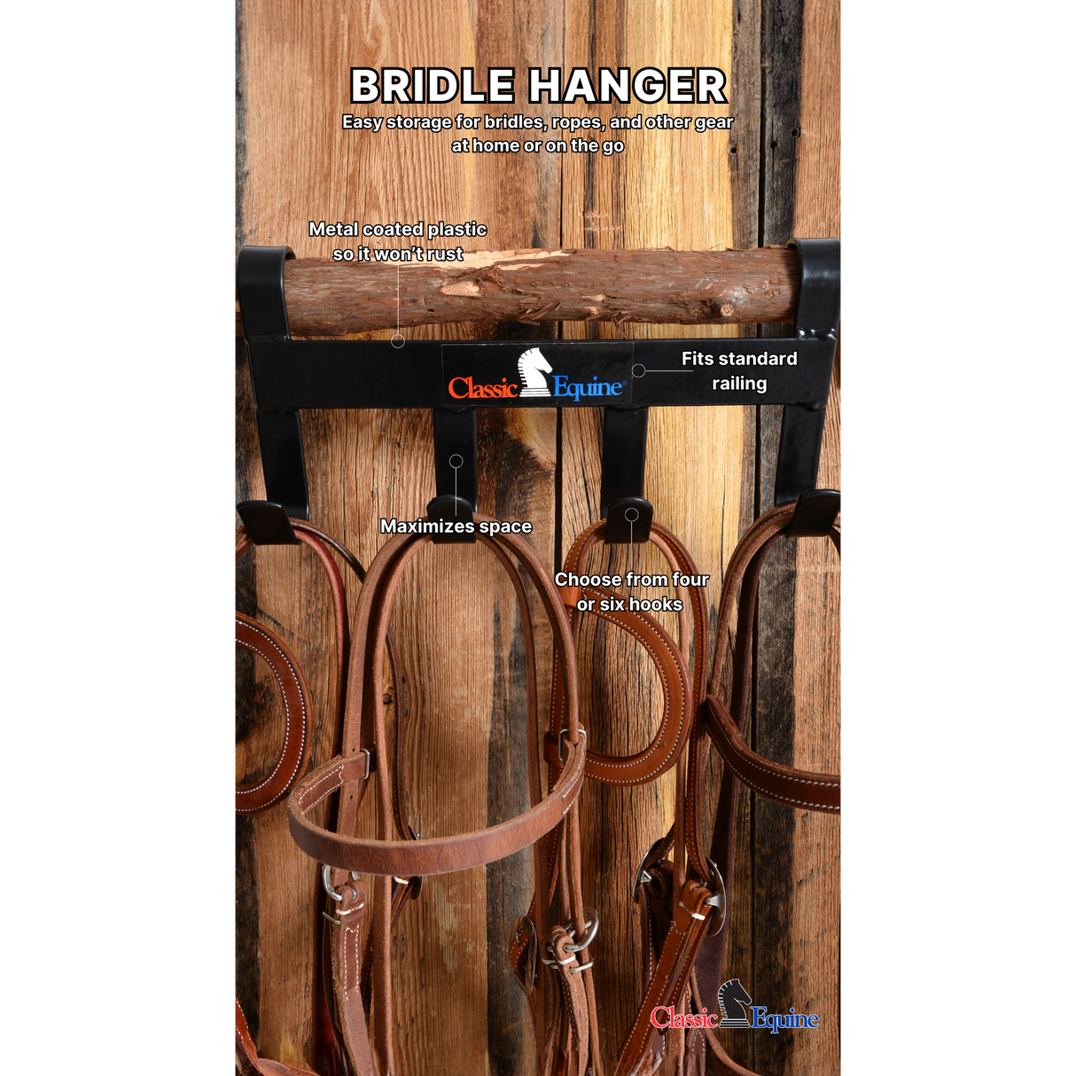 Classic Equine Four Hook Bridle Hanger