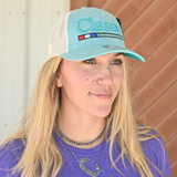 Classic Ropes Heather Turquoise Mesh Cap with Large Puff Embroidered Logo