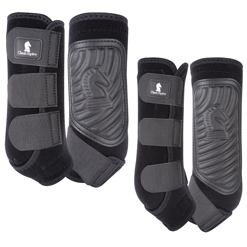 Classic Equine Classic Fit Front and Hind Boot Combo Pack- Black