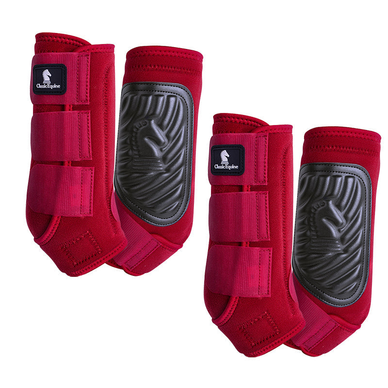 Classic Equine Classic Fit Front and Hind Boot Combo Pack Crimson