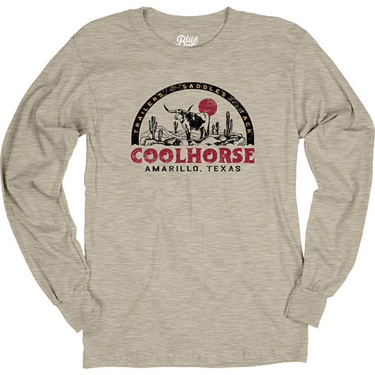 Coolhorse Gray Long Sleeve T-shirt- Longhorn Design