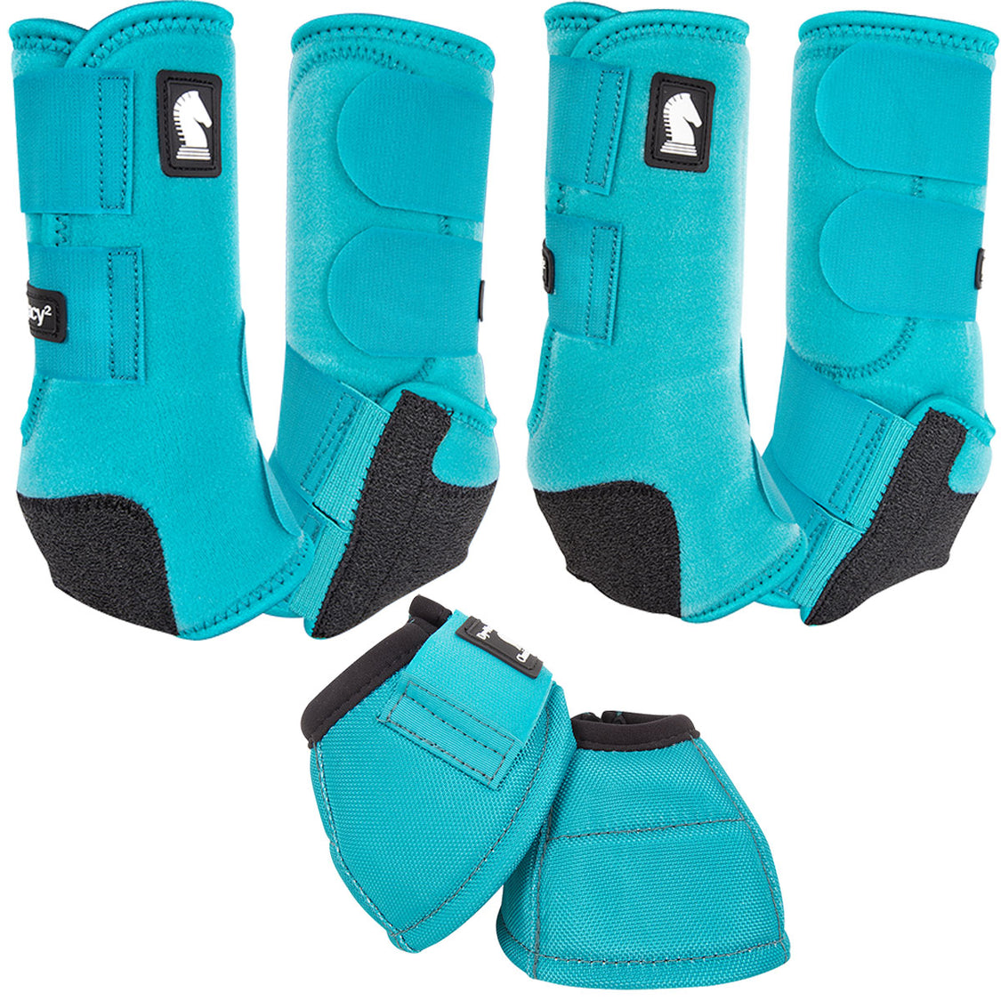 Classic Equine Legacy2 Complete Package, Front, Hind, & Bell Boot Combo Pack- Aqua