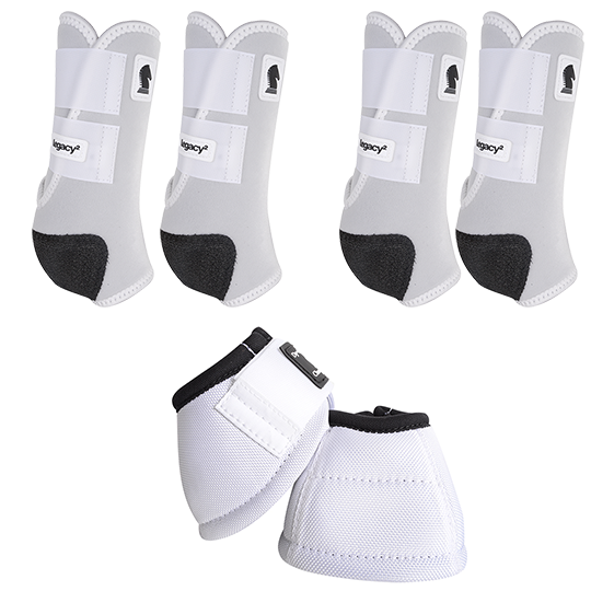 Classic Equine Legacy2 Complete Package, Front, Hind, & Bell Boot Combo Pack- White