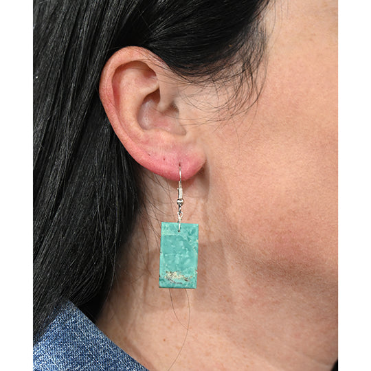 The Annie Turquoise Small Rectangle Slab Earrings