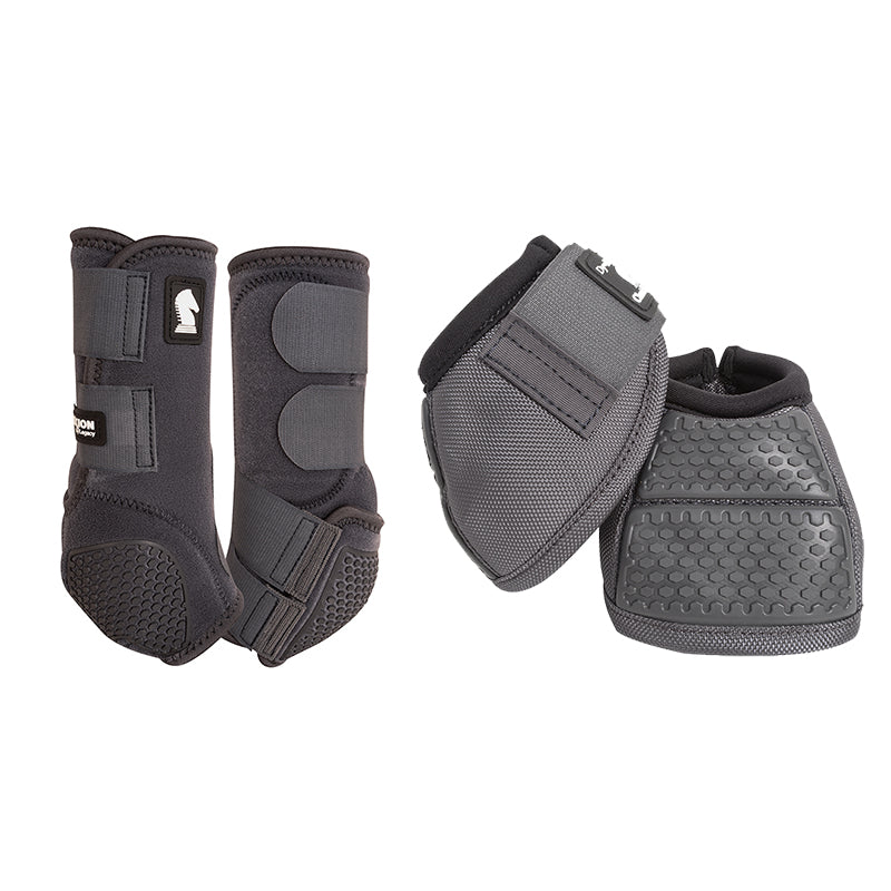 Classic Equine Flexion by Legacy Front & Bell Boot Combo Pack- Charcoal