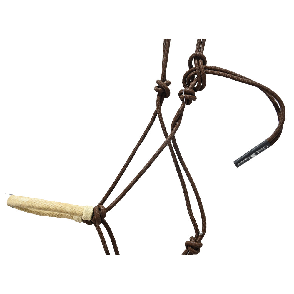 Classic Equine Rawhide Noseband Rope Halter with Lead- Brown