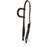 Scott Thomas Saddlery Chocolate Roughout Slip Ear Headstall with White Buckstitch