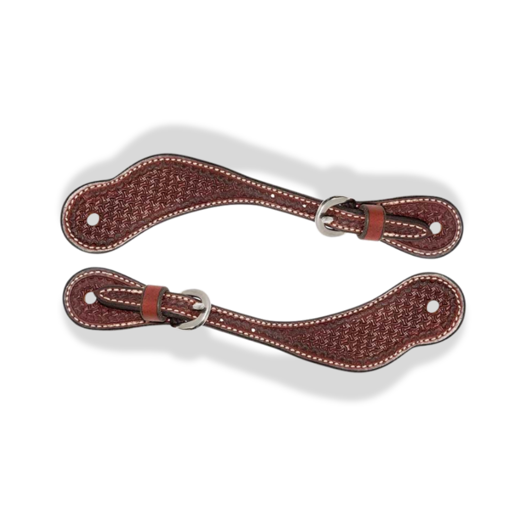 Partrade Rosewood Spider Stamped Cowboy Spur Straps