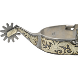 Classic Equine Performance Horse Spurs with Silver and Copper Scroll Overlay- 12pt