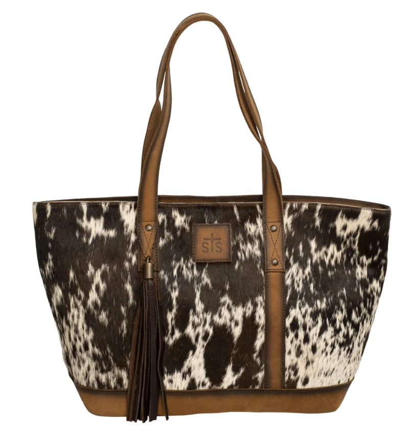 Cowhide tote best sale