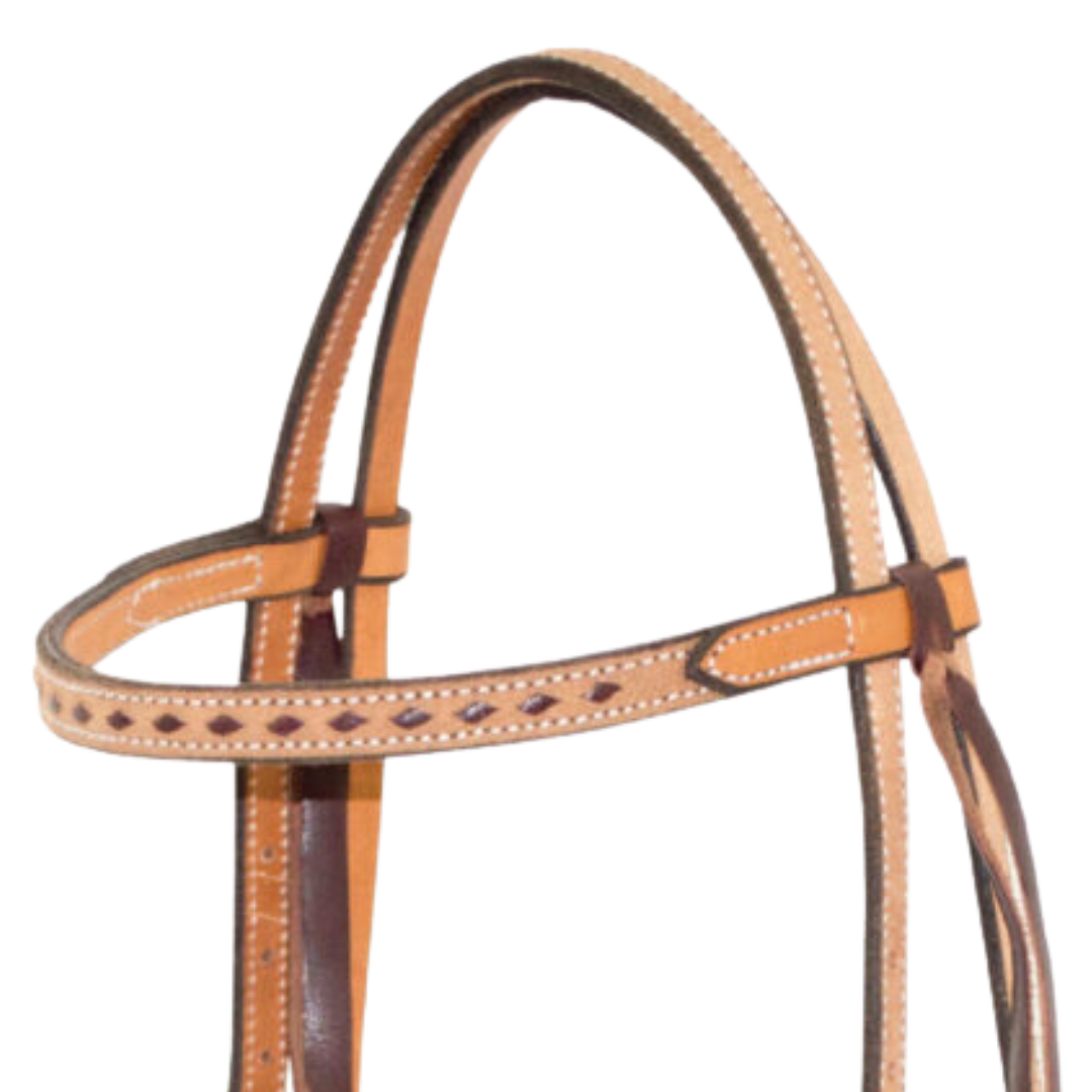 Wildfire Saddlery 5/8" Roughout Saddle Leather Buckstitched Browband Headstall