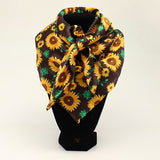 M & F 33"X33" 100% Silk Sunflower Wild Rag