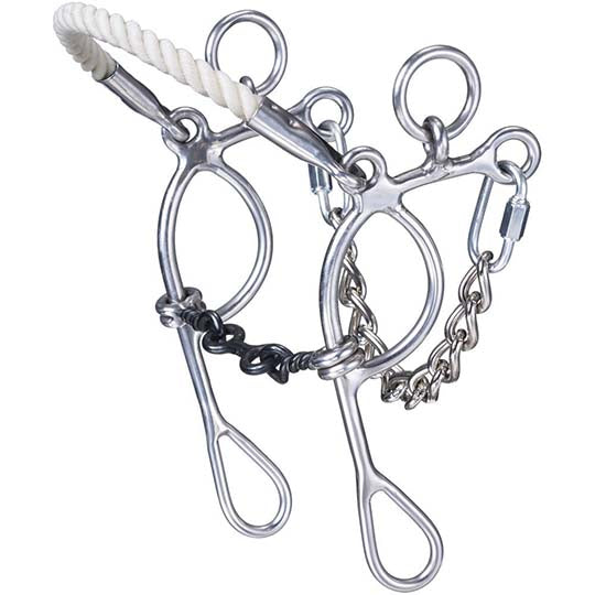 Tough 1 Miniature Combination Rope Nose Hackamore with Twisted Dogbone Gag Bit