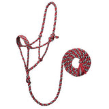 Weaver Leather Braided Rope Halter with 10' Lead Rope- Dark Red/Charcoal