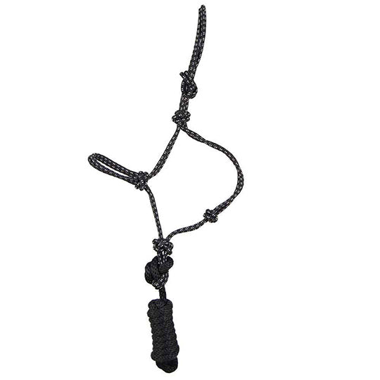 Oxbow Tack Black and White Yearling Sized Rope Halter with Lead