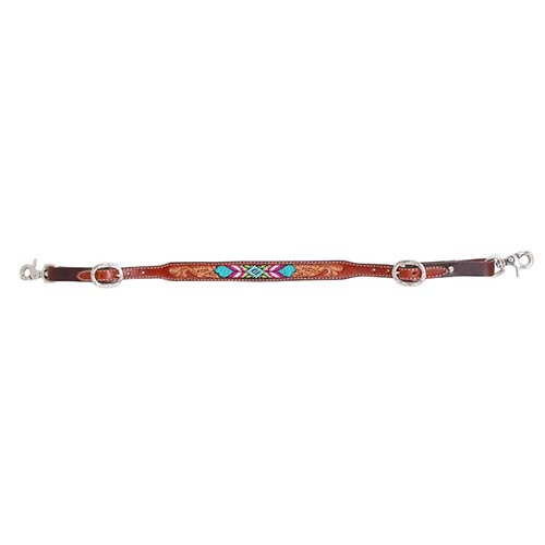 Rafter T Wither Strap w/ Beaded Inlay with Floral Tooling