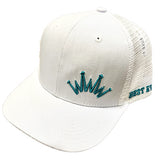 Best Ever White Trucker Cap with White Mesh Back and Turquoise Crown