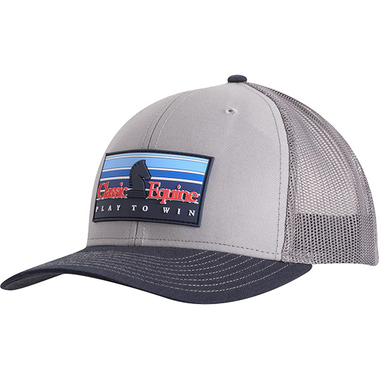 Classic Equine Snapback Cap with Rubber Patch- Grey/Charcoal/Navy