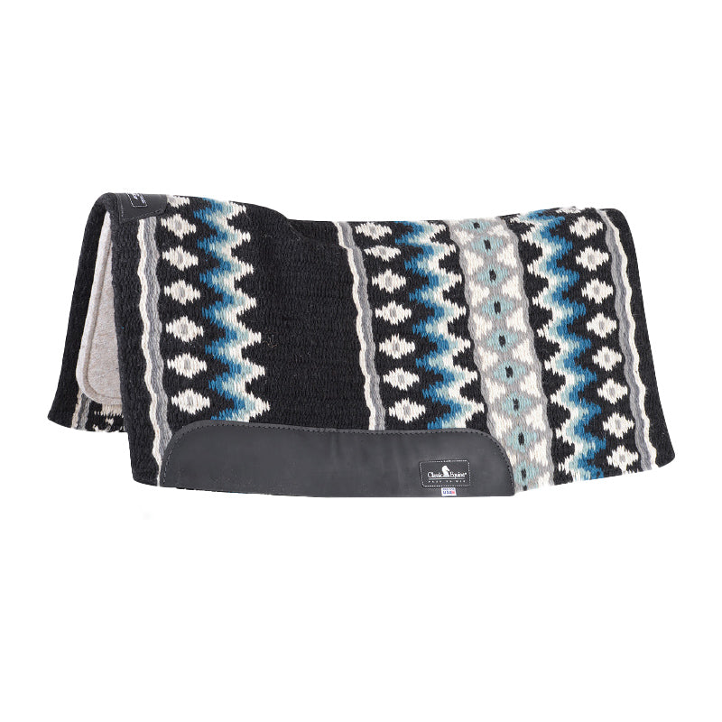 Classic Equine 3/4" ESP Contour Saddle Pad 32"x34"- Black/Seafoam