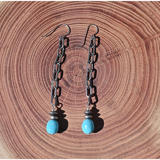 2 Chain Turquoise Earrings hotsell